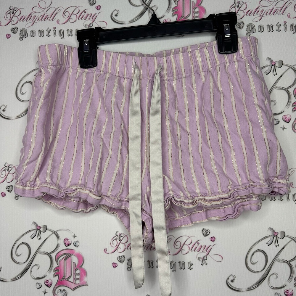 Victoria’s Secret shorts sparkly thread striped white and purple classic lounge